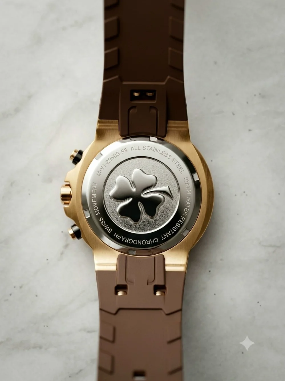 Mulco Brown and Rose Gold Chronograph Watch with Mother-of-Pearl Dial